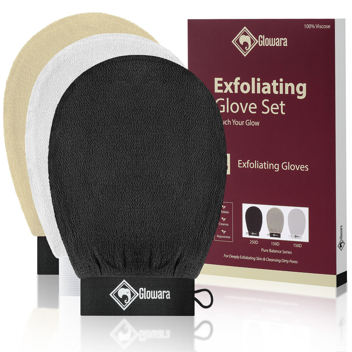 Glowara Mixed exfoliating glove 3 pack