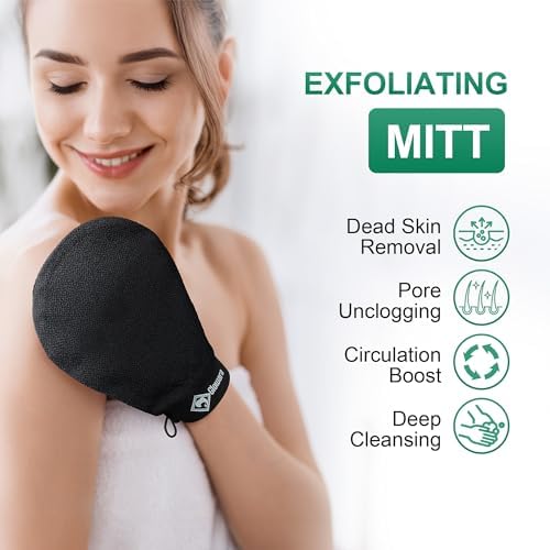 Glowara exfoliating glove 3 pack for shower routine